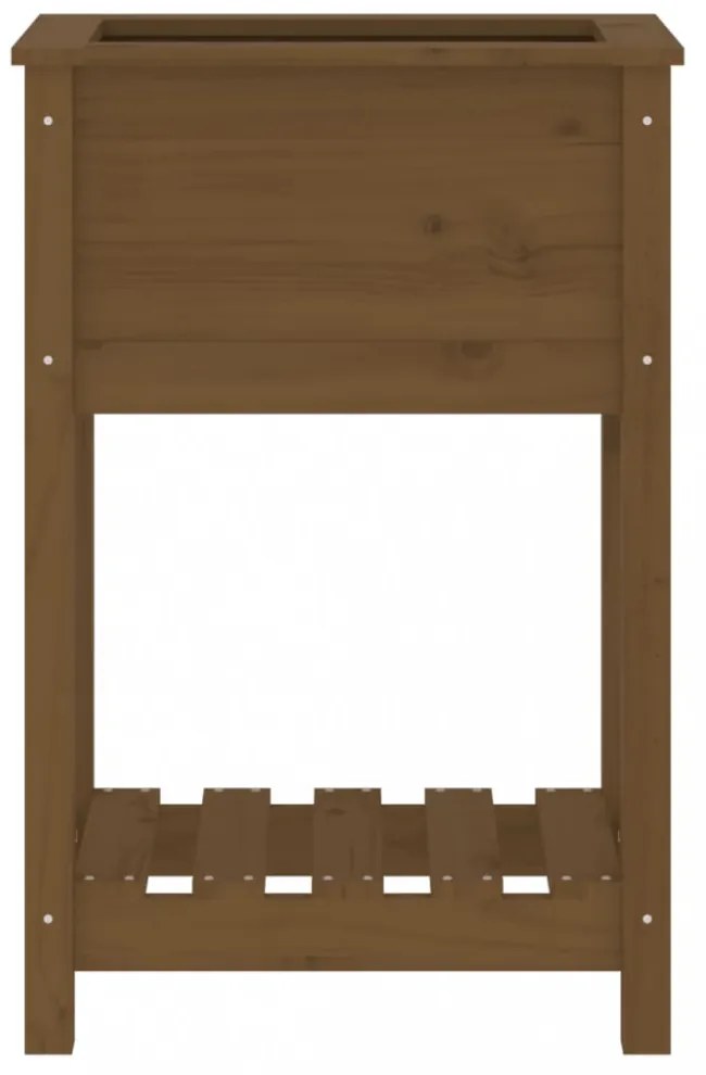 mézbarna tömör fenyőfa növénytartó polccal 54 x 34,5 x 81 cm