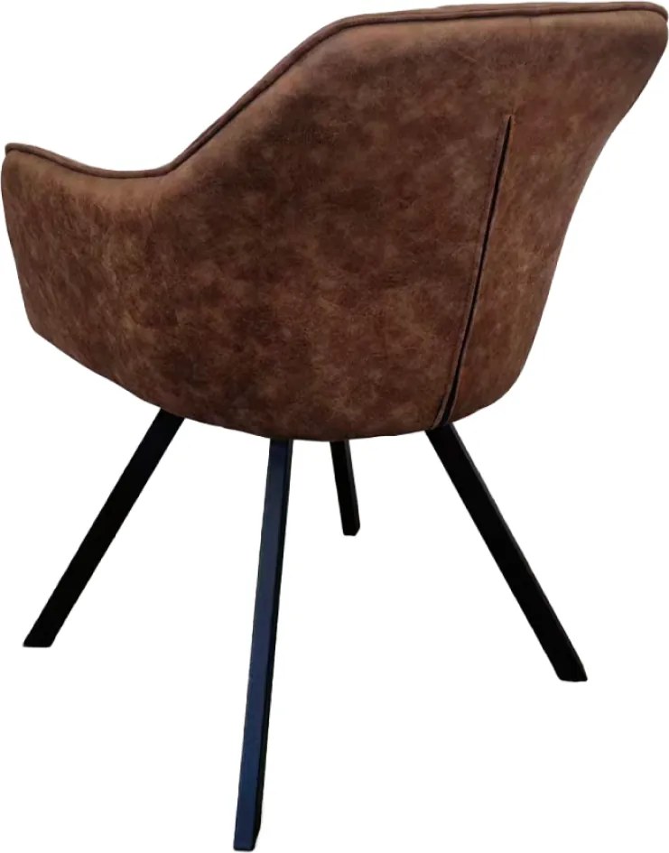 Forgó étkezőszék, sötétbarna szövet csiszolt bőr hatással, SAMANTA