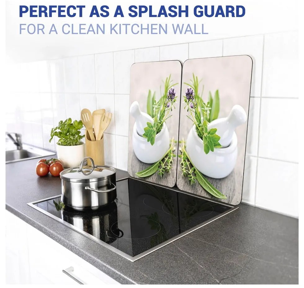 Edzett üveg tűzhely fedőlap szett 2 db-os 30x52 cm Herb – Wenko