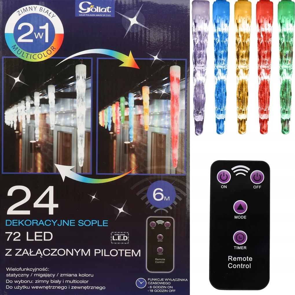 Dekoratív Fényjégcsapok (2 Az 1-BEN) Távirányítóval