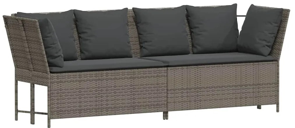 Szürke polyrattan kerti kanapé párnákkal