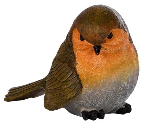 Vörösbegy polyresin szobor, S, A típus, kültéri és beltéri dekorációs kiegészítő