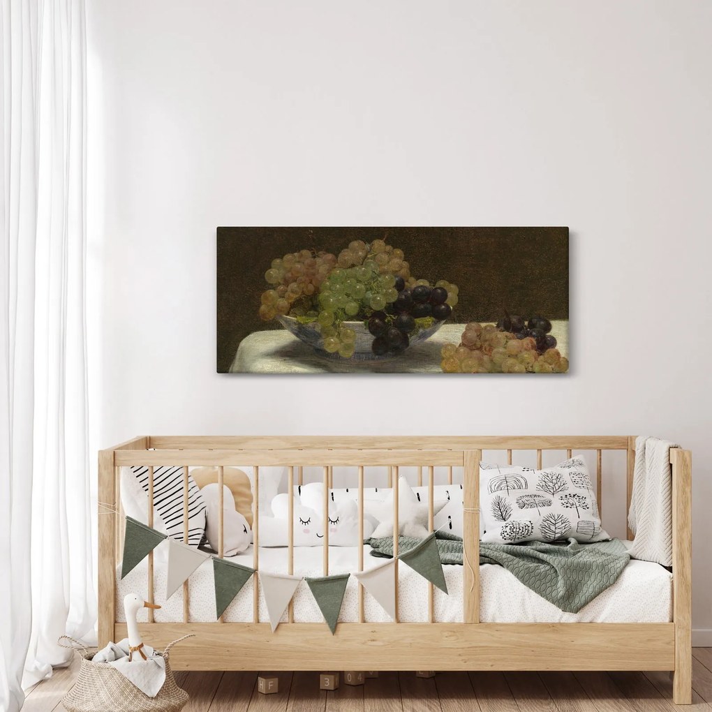 Kép - Henri Fantin-Latour, Still Life with Grapes and a Carnation, reprodukciók (120x50 cm)