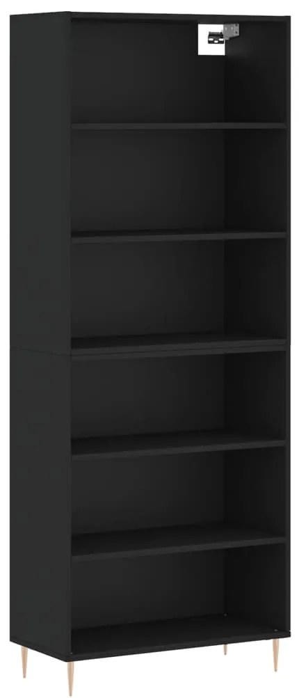 fekete szerelt fa magasszekrény 69,5x32,5x180 cm
