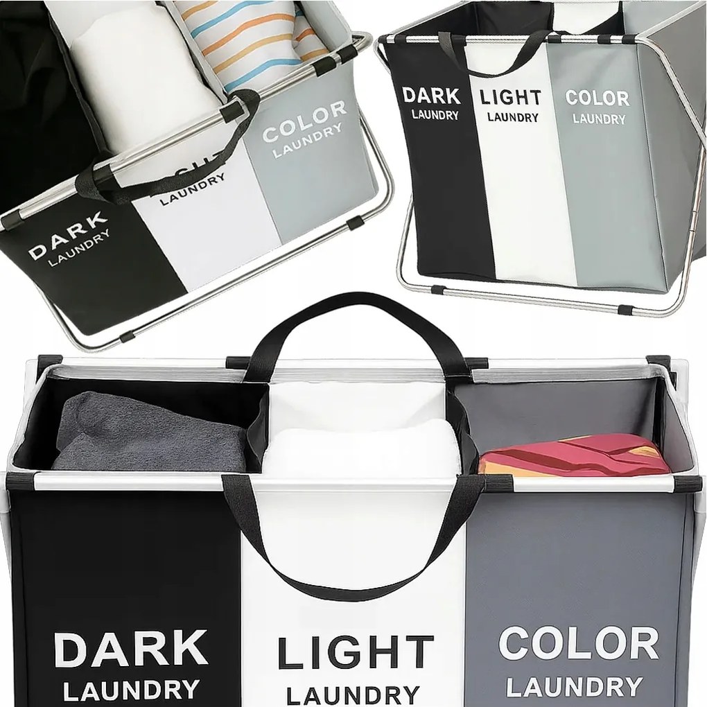 Szennyestartó Kosár Szabadon Álló Játék Rendszerező 3 Rekeszes Összecsukható