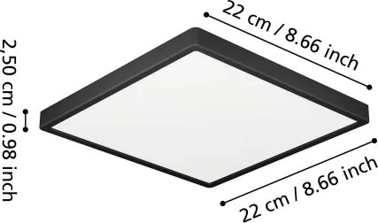 Eglo 901329 - LED fürdőszobai mennyezeti lámpa FUEVA LED/10,5W/230V 22x22cm IP44 fekete