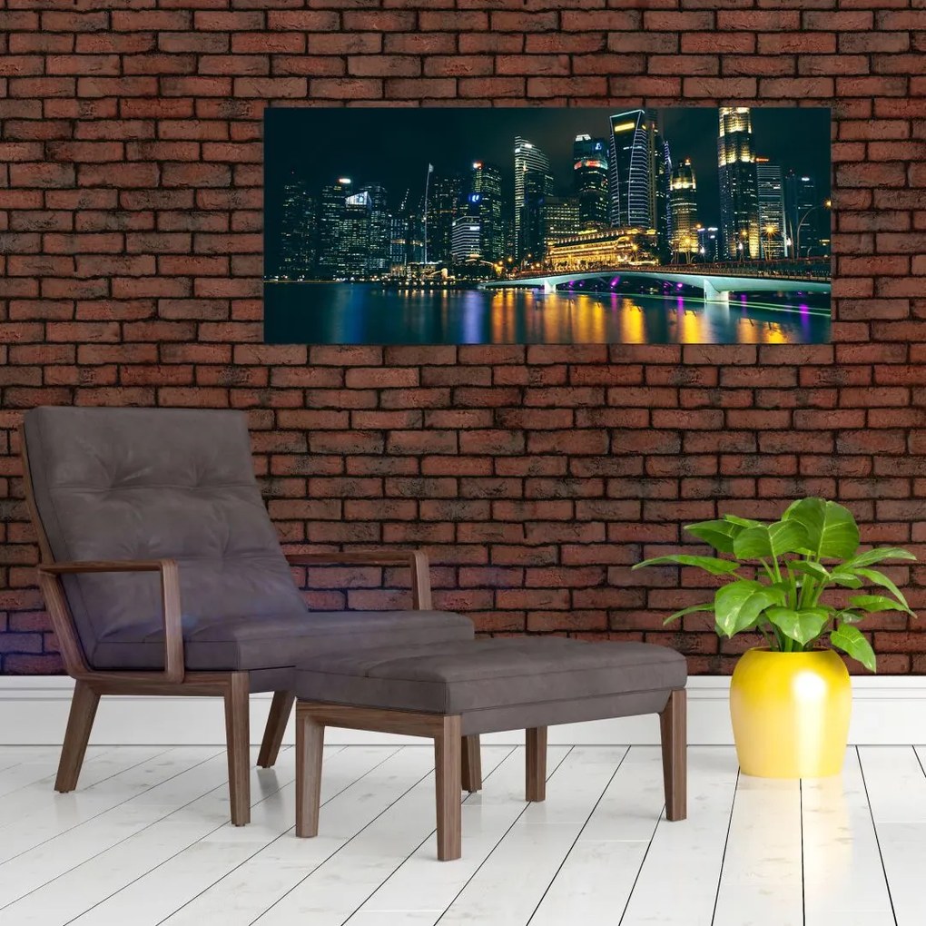 Egy kép az éjszakai Szingapúrról (120x50 cm)