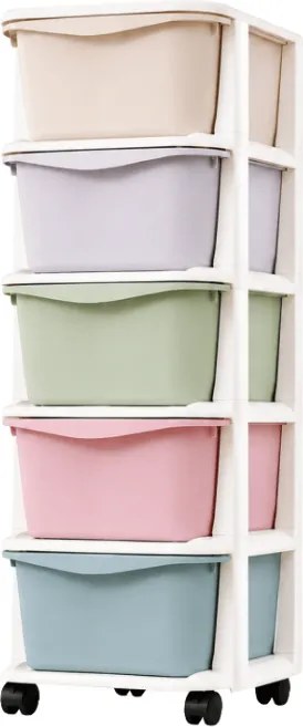 Görgős polc fiókokkal TONES 97x36x36 cm, színes