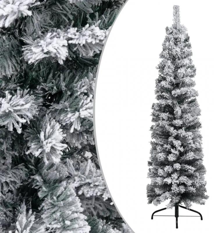 Vékony PVC műkarácsonyfa pelyhes hóval 150 cm