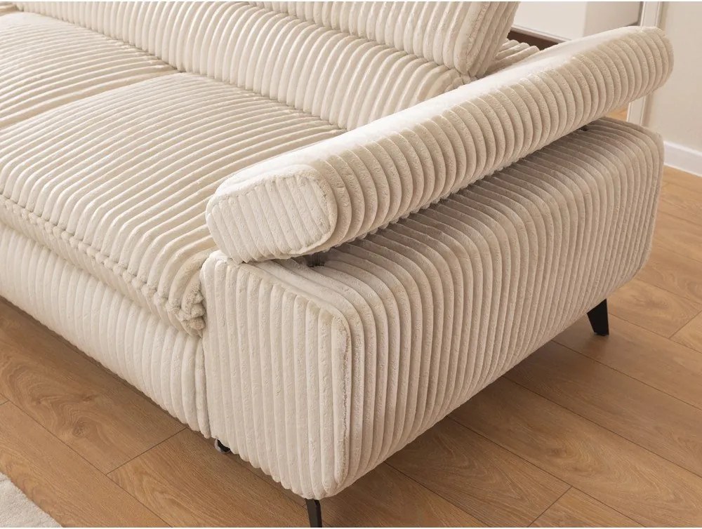 Bézs kordbársony sarokkanapé (bal oldali-L alakú) Marbeya – Ropez