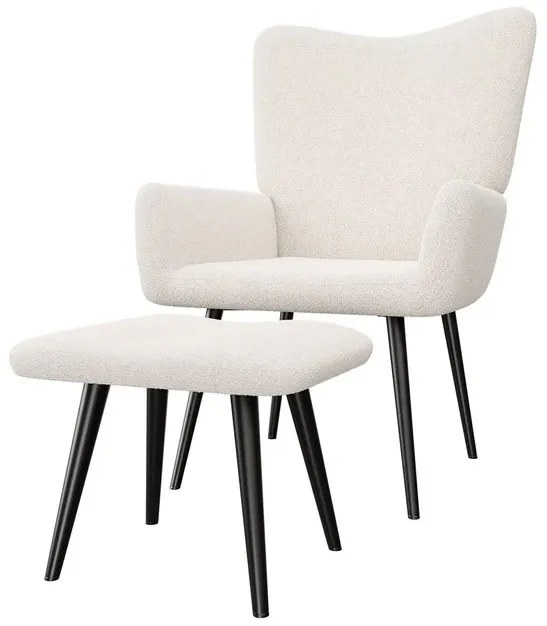 Juskys Odense fotel lábtartóval – krém