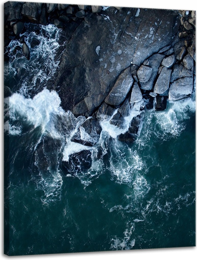 Vászonkép Természet Hullámok Tenger Sziklás Tengerpart Kék víz 30x40
