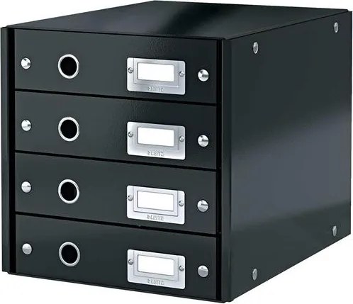 Irattároló, laminált karton, 4 fiókos, LEITZ Click&Store, fekete (E60490095)
