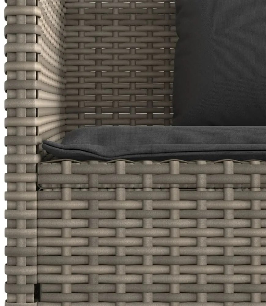 szürke polyrattan akácfa kerti pad párnával