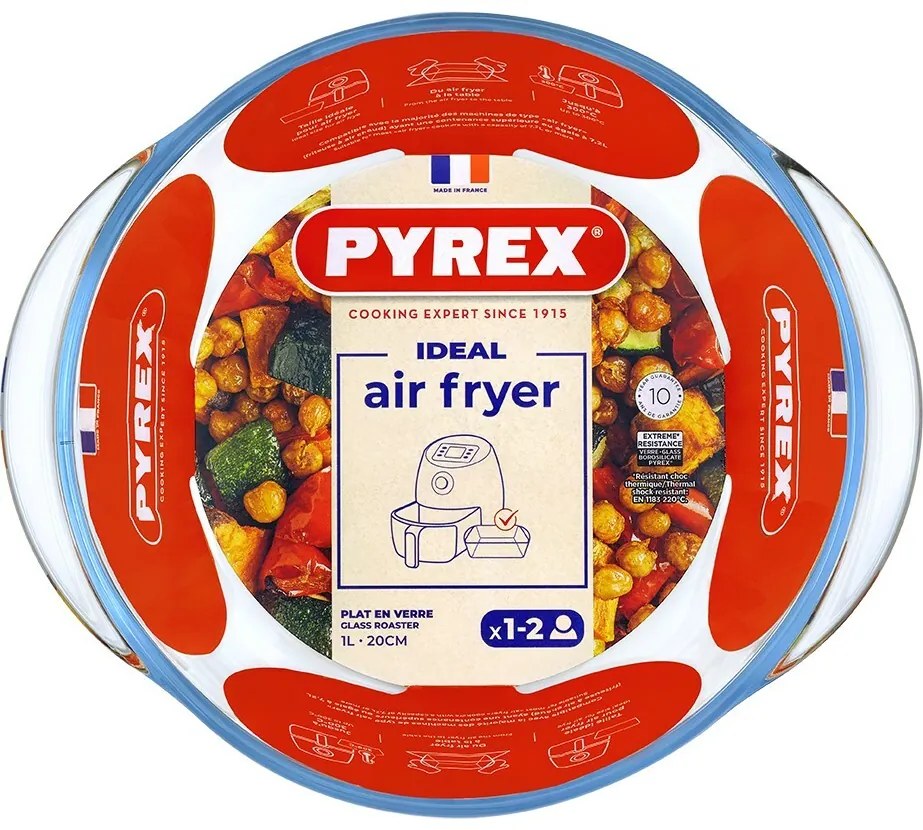 Pyrex Air Fryer kerek sütőtál 1 l, 20 x 18 x 7 cm, 1 l