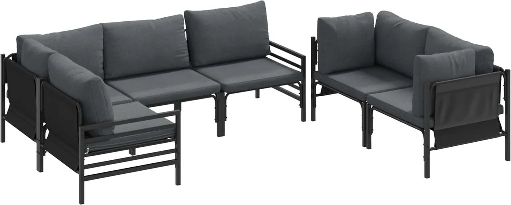 vidaXL Kerti Kanapé Szett párnával 6 pcs Antracit Acél