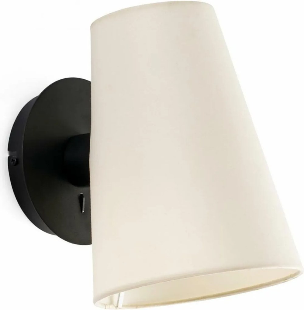 Faro Lupe asztali lámpa, fekete/bézs, E27, modern design, textil ernyő