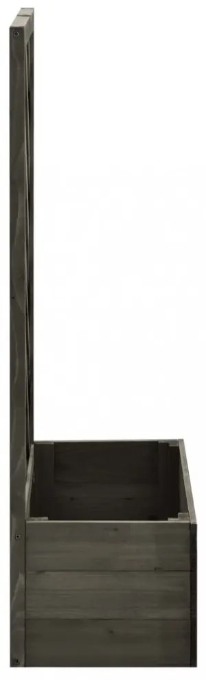szürke tömör fenyőfa rácsos kerti ültetőláda 50x25x90 cm