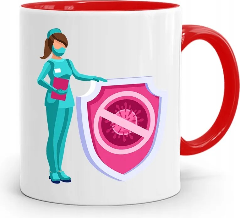 Piros Bögre Születésnapi Ajándék Ápolónőnek fényképes nyomtatással