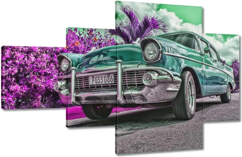 Vászonkép 130x80 Klasszikus autó türkizben
