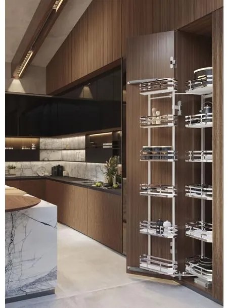 Konyhai fémrács, kamravasalat, 600mm, króm-fehér, csillapított záródás, 12 kosár SIGE, Infinity Plus 230A