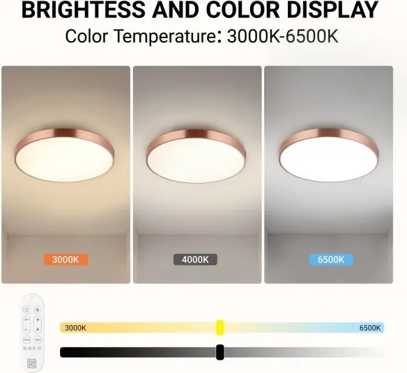 Immax NEO 07322L-LED dimmelhető mennyezeti lámpa NEO LITE SEMPLICI 60W/230V átmérő: 60 cm rézszínű + távirányítóval
