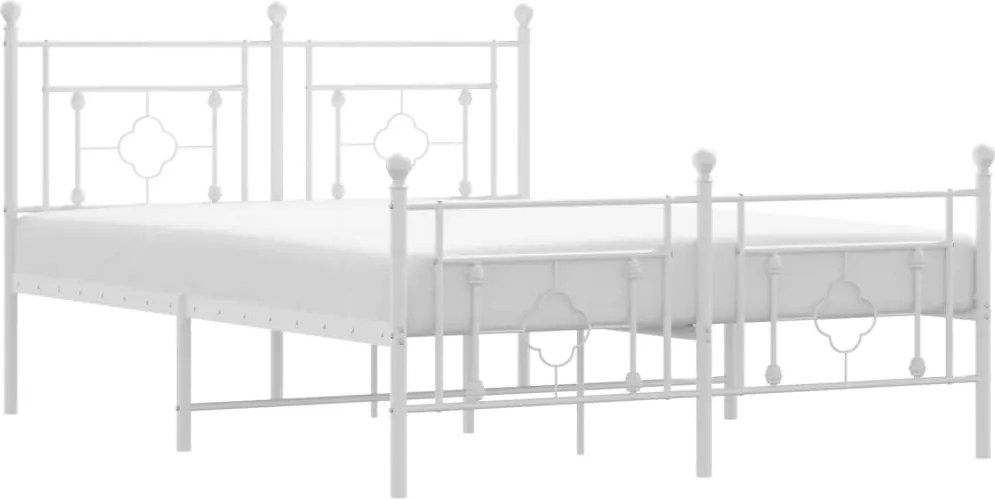 vidaXL fehér fém ágykeret fej- és lábtámlával 140 x 190 cm