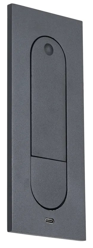 Modern fekete fali lámpa LED-del és USB-C porttal - Hilton