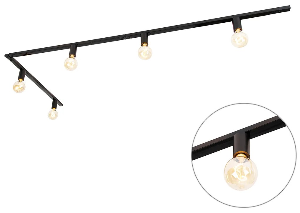 Modern 1 fázisú sínrendszer 5 lámpával, E27 foglalattal, fekete - Jeana