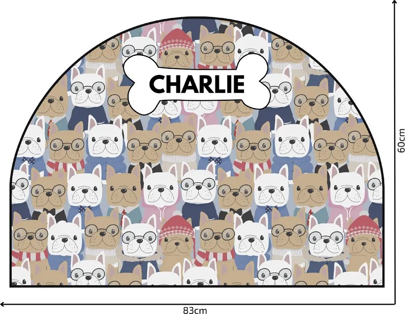 PIPPER. Védő textil falmatrica – Ív – Bulldogok Méret: 120x96cm, Indíték: névvel