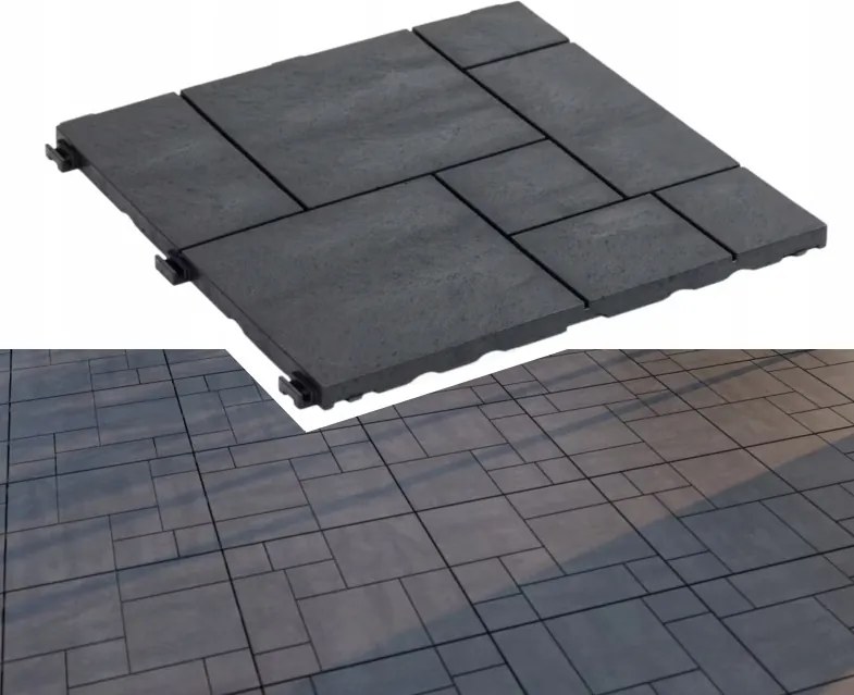 Teraszpadló Kompozit Teraszpadló Vadso Antracit 30x30x1,5cm