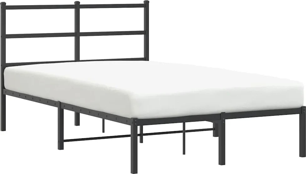 vidaXL fekete fém ágykeret fejtámlával 120 x 190 cm