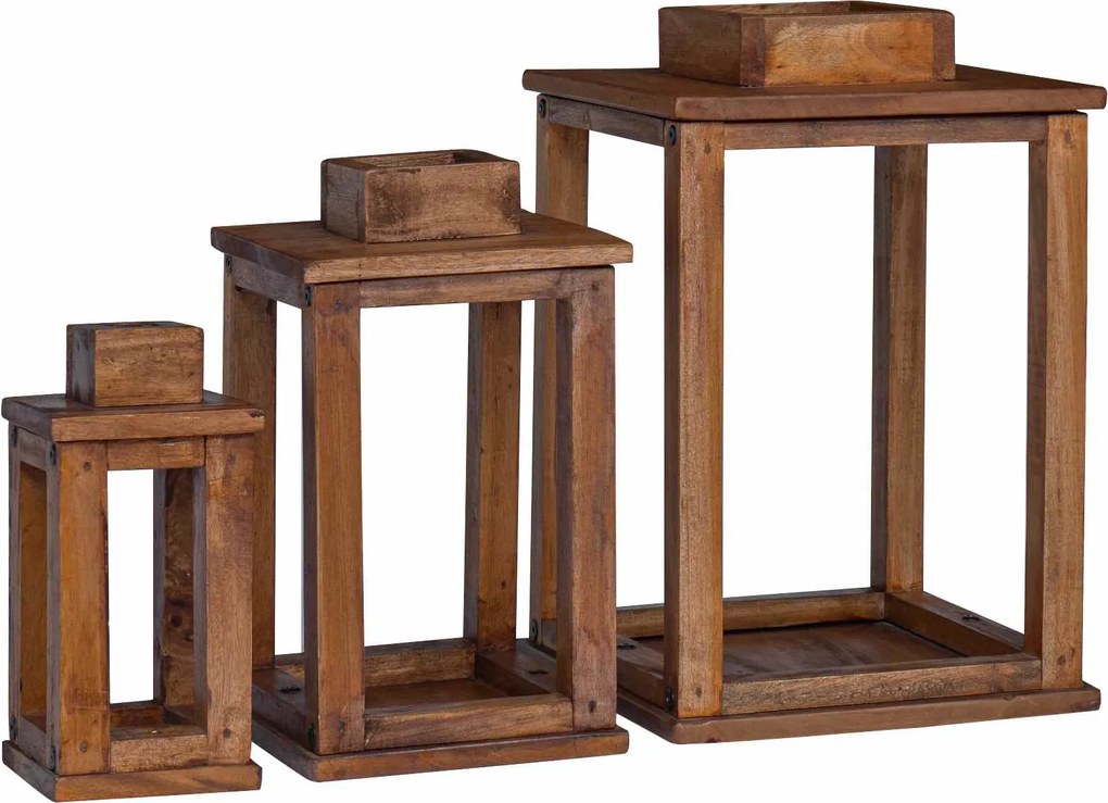 vidaXL Lámpás 3 pcs Természetes Mahagóni fa