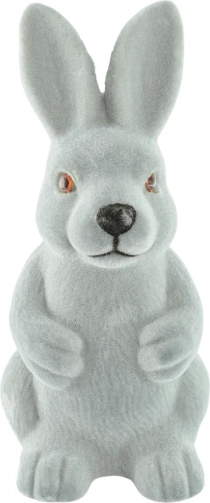 Nyuszi figura Flokkolt Szürke Ülő 24 cm Húsvét Paula