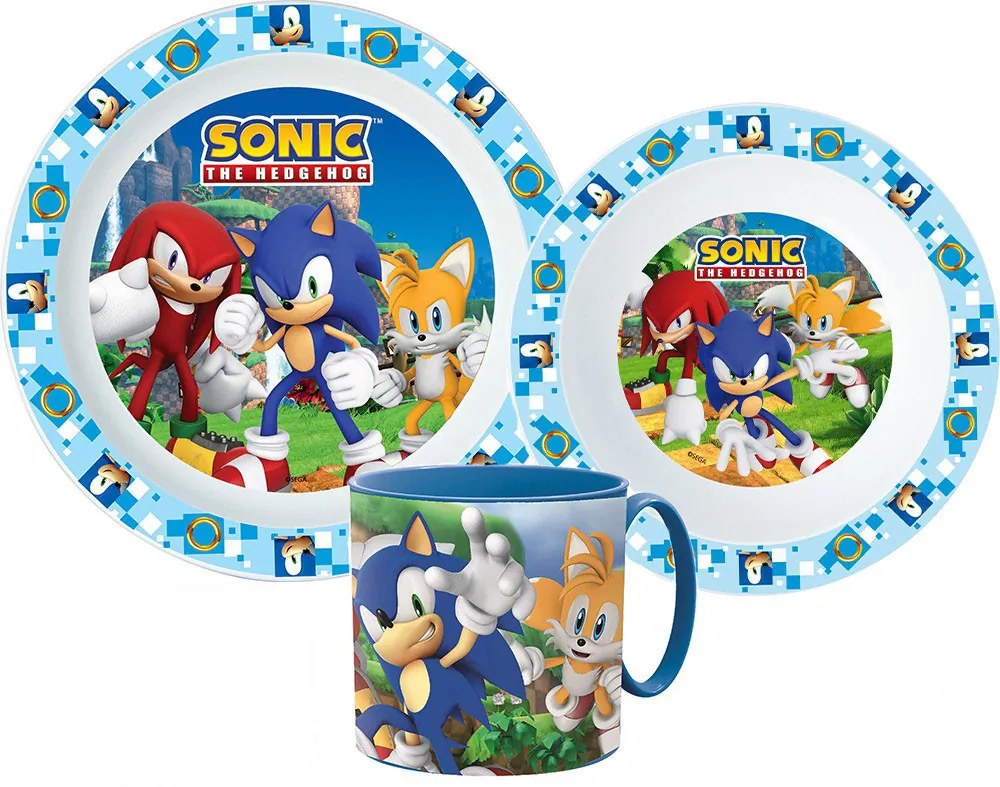 Sonic a sündisznó Adventure étkészlet, micro műanyag szett bögrével 265 ml