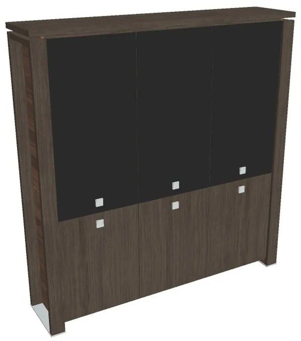 Verno+ magas szekrény 200 x 46 x 210 cm, kombinált ajtó, antracit tölgy / fekete