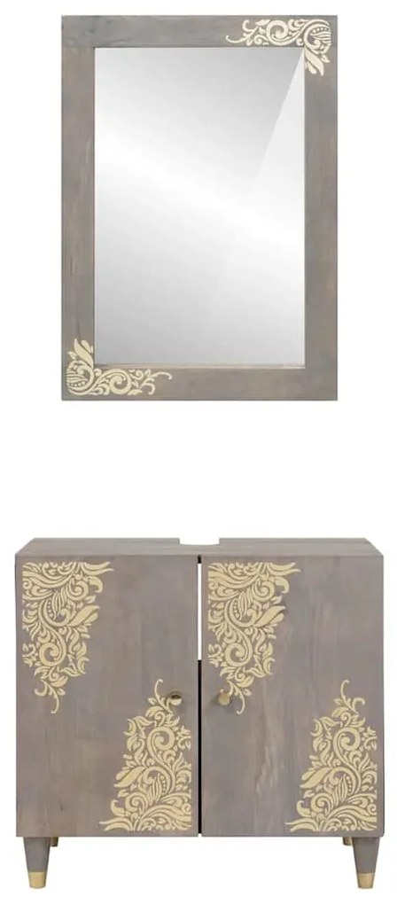 Fürdőszoba bútor szett tárolóval 2 pcs Szürke 62 x 33 x 58 cm