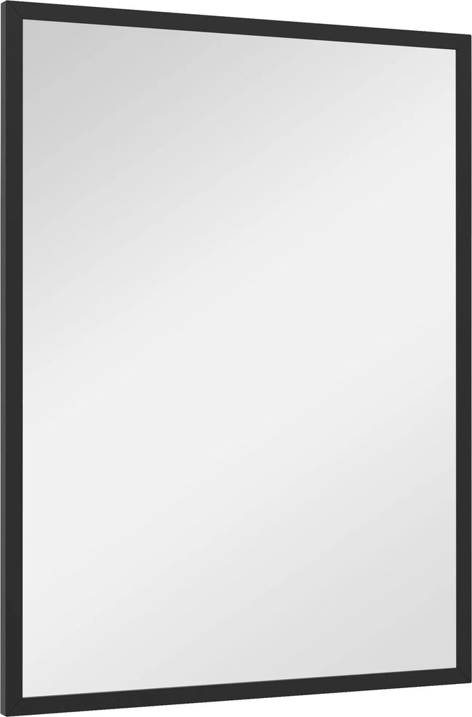 HOMCOM Téglalap alakú fali tükör akasztókkal, üveg és MDF, 60x80 cm, fekete | Aosom