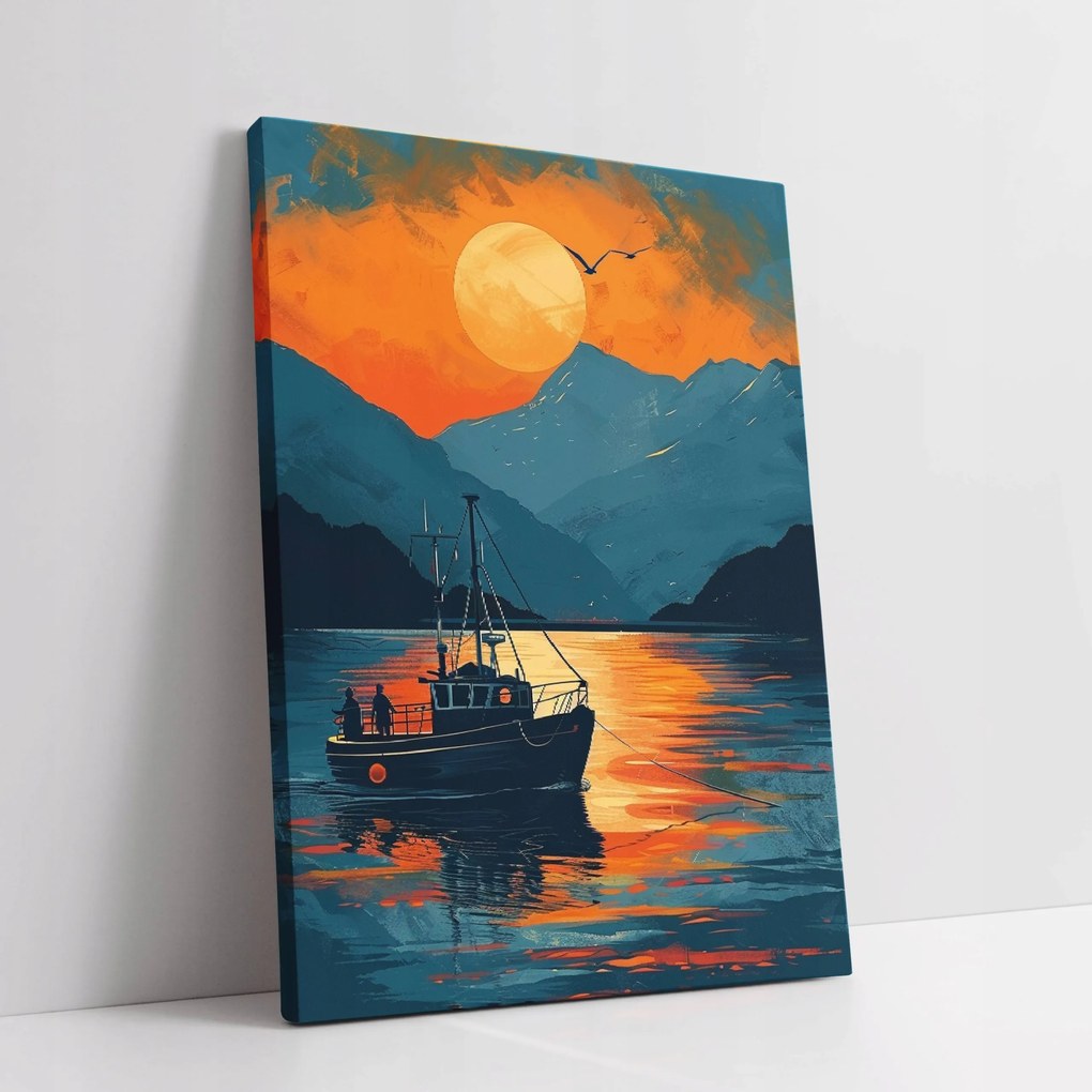 Vászonkép Naplemente a tengeren Hajó otthon nappali 60x80