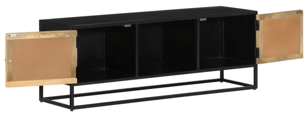 tömör mangófa és vas TV-szekrény 110 x 30 x 40 cm