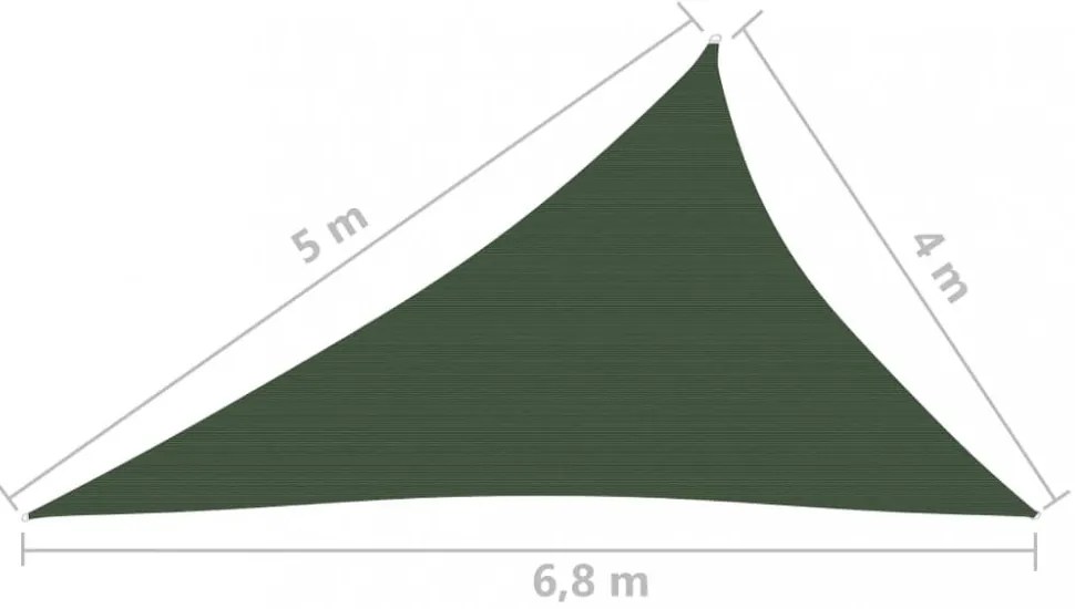 sötétzöld HDPE napvitorla 160 g/m² 4 x 5 x 6,8 m