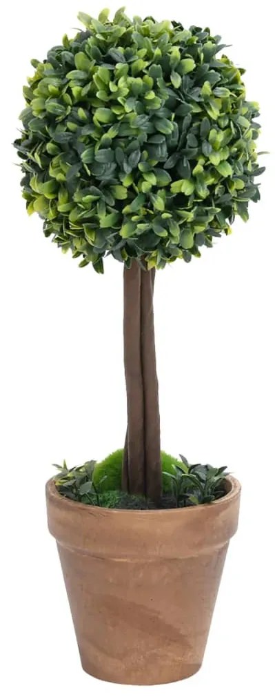 2 db zöld gömbalakú cserepes műpuszpáng 56 cm