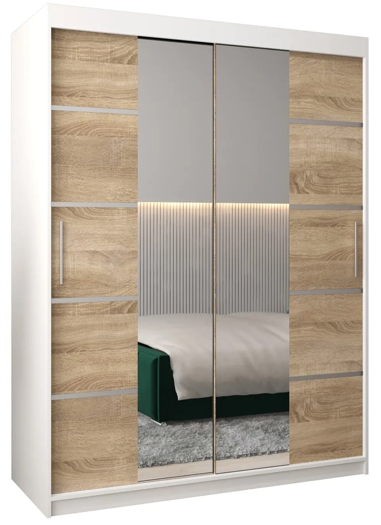 Ruhásszekrény 150 cm Verika 4 150 (fehér + szonoma tölgy). 1064278