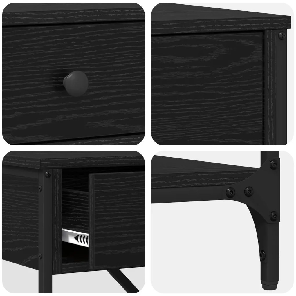 Konzol Asztal Fekete Tölgy 100x34.5x75 cm Mérnöki Fa