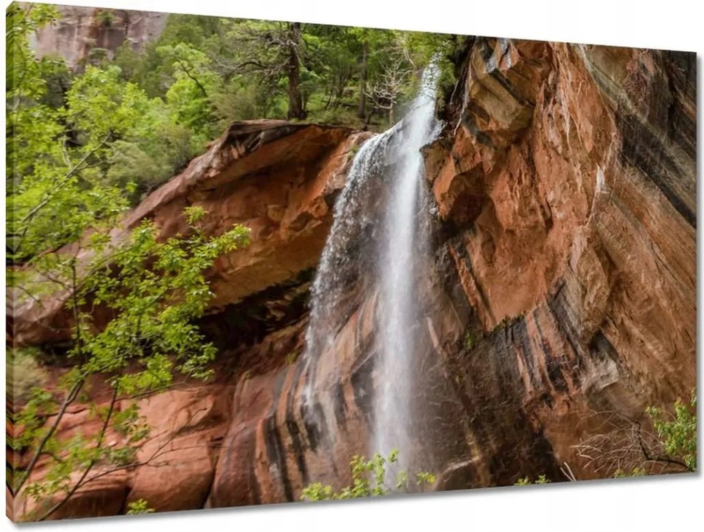 Vászonkép 90x60 Gyönyörű vízesés Hegyek