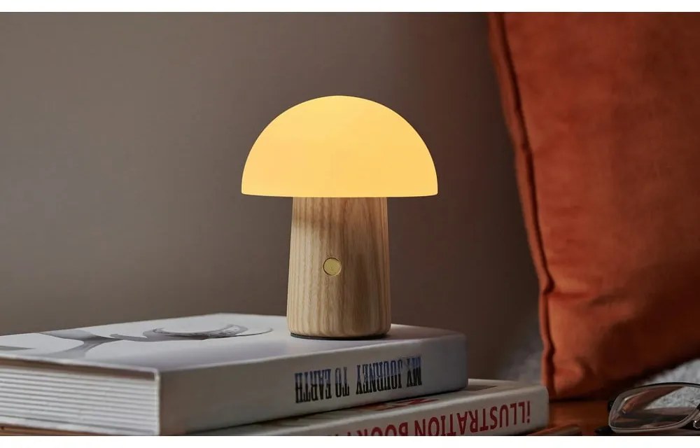 Natúr színű szabályozható asztali lámpa üveg búrával (magasság 13 cm) Alice – Gingko