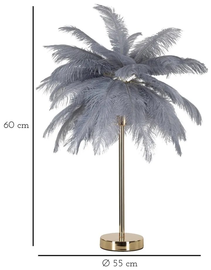 Szürke-aranyszínű asztali lámpa (magasság 55 cm) Palm – Mauro Ferretti