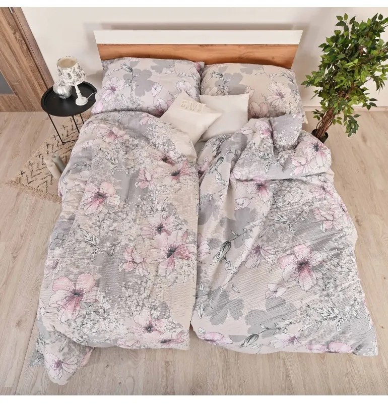 EMI Isadora rózsaszínű krepp ágyneműhuzat, A standard egyszemélyes ágy szett tartalma: 1x 140x200 + 1x 70x90