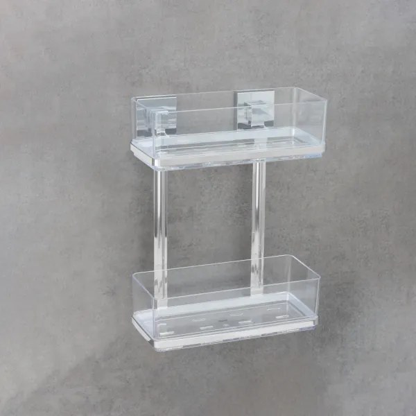 WENKO 22691100-VACUUM-LOC QUADRO ED polc 25,5x32,5 cm ezüst/fényes króm/átlátszó