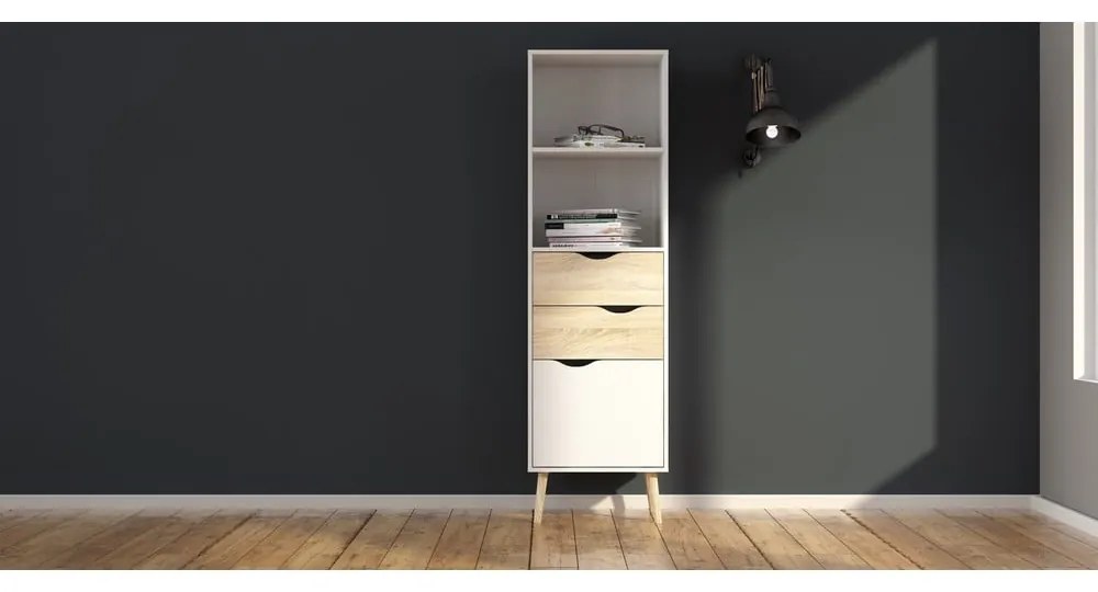 Oslo fehér könyvespolc, 50 x 171 cm - Tvilum